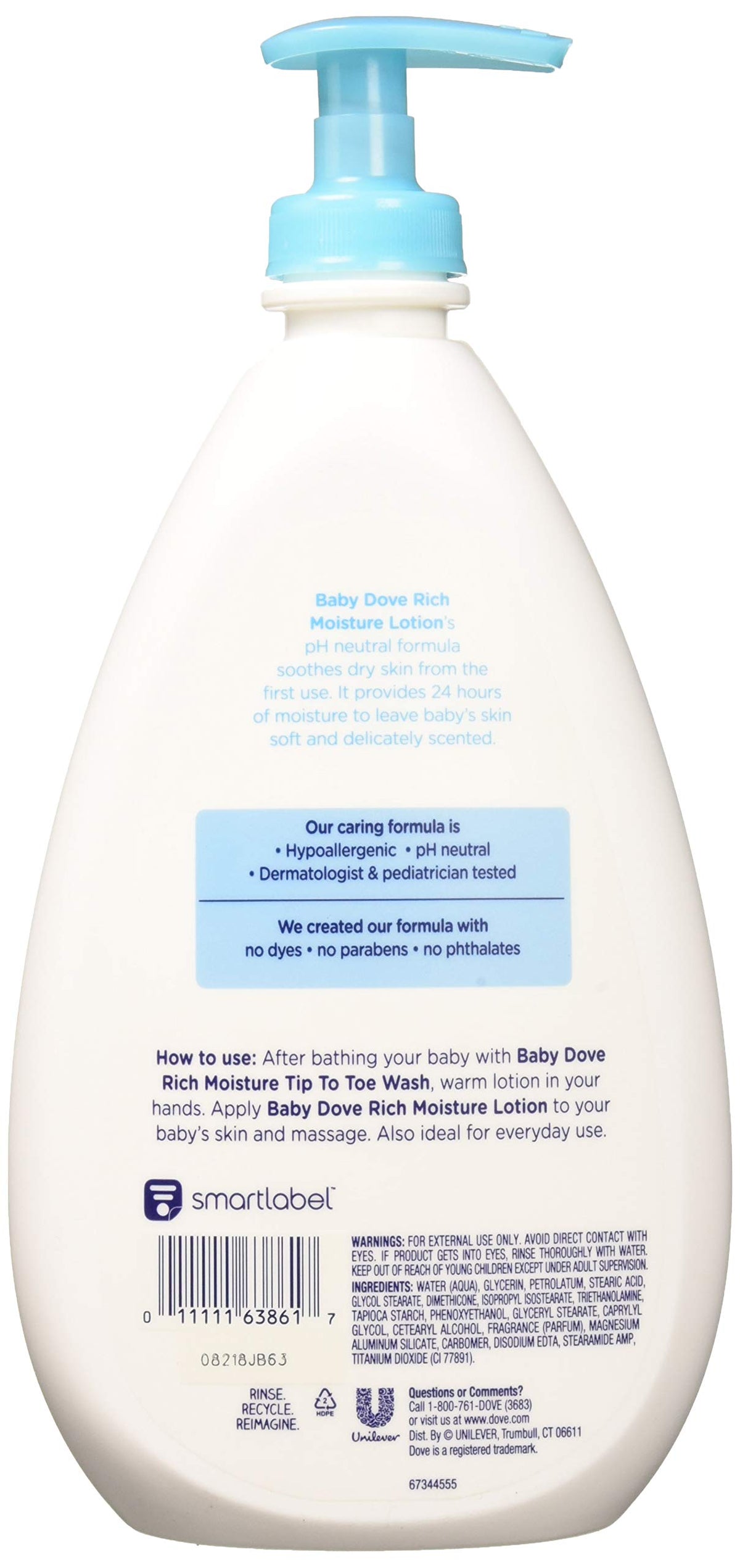 Baby Dove Rich Moisture Face and Body Lotion, 20 Fl Oz (Pack of 4)