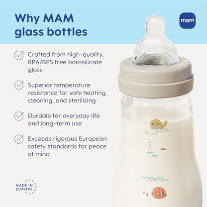 Premium Glass Baby Bottle With Slow Flow Nipple