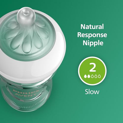 Natural Glass Baby Bottle With Responsive Flow Nipple