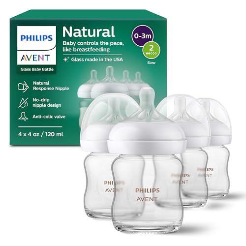 Natural Glass Baby Bottle With Responsive Flow Nipple