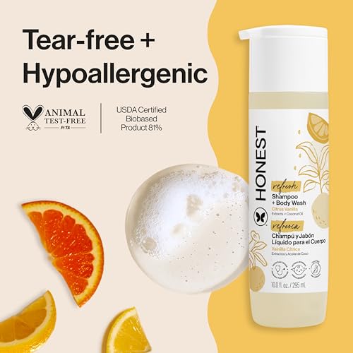 The Honest Company 2-in-1 Cleansing Shampoo + Body Wash | Gentle for Baby | Naturally Derived, Tear-free, Hypoallergenic