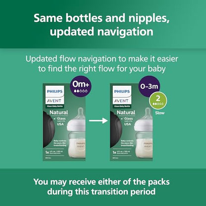 Natural Glass Baby Bottle With Responsive Flow Nipple