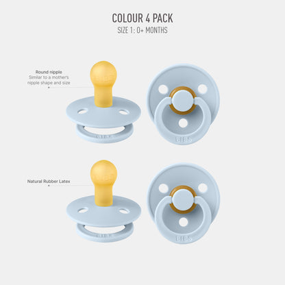 BIBS Colour Natural Rubber Pacifiers 4 Pack