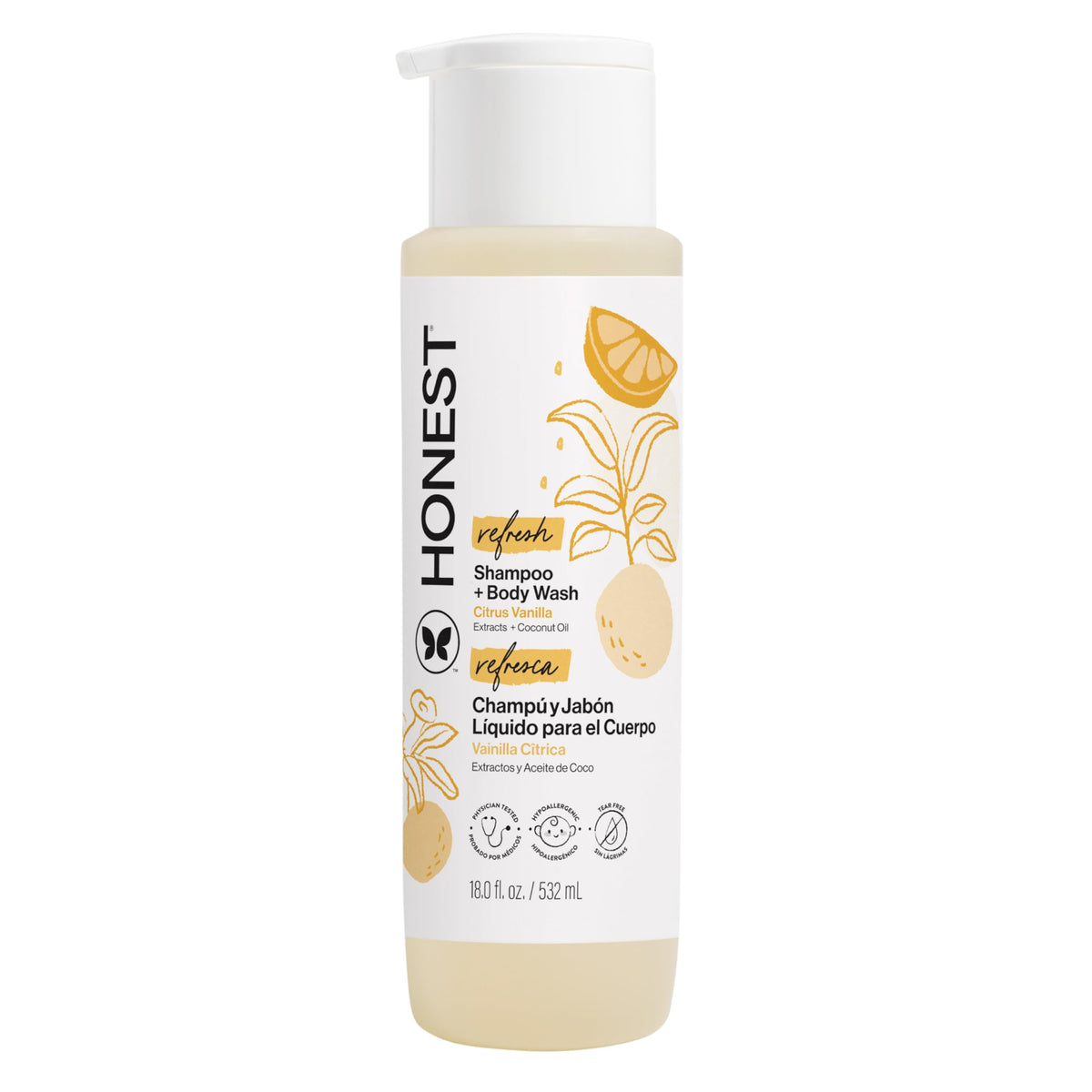 The Honest Company 2-in-1 Cleansing Shampoo + Body Wash | Gentle for Baby | Naturally Derived, Tear-free, Hypoallergenic