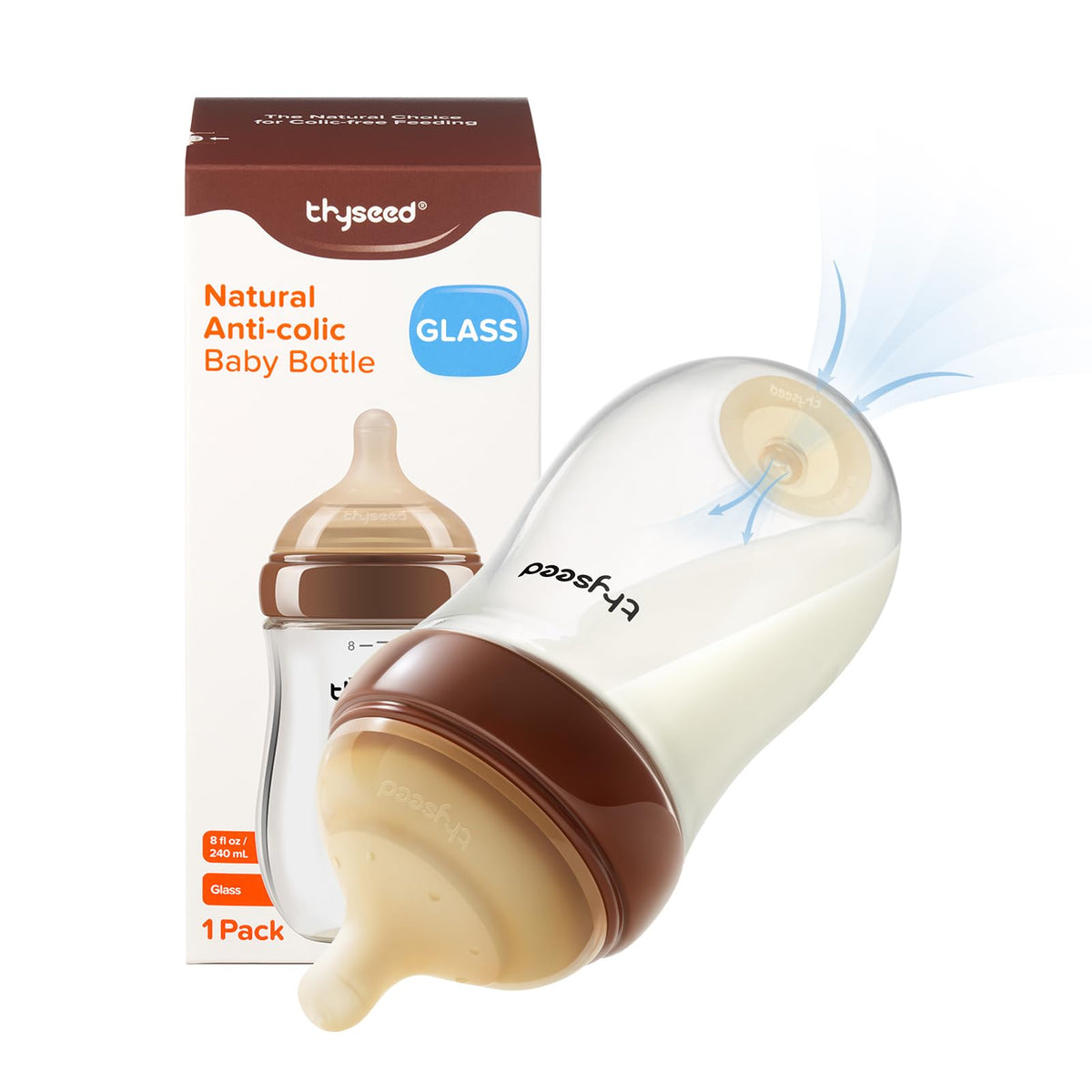 Anti-Colic Glass Baby Bottles With Newborn Nipples