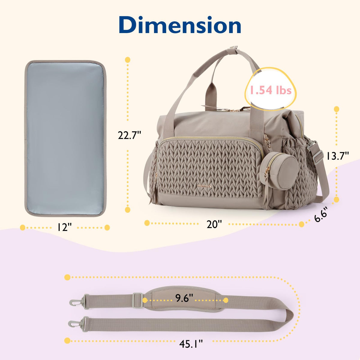 Large Diaper Bag Tote With Pacifier Case