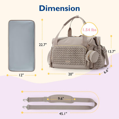 Large Diaper Bag Tote With Pacifier Case