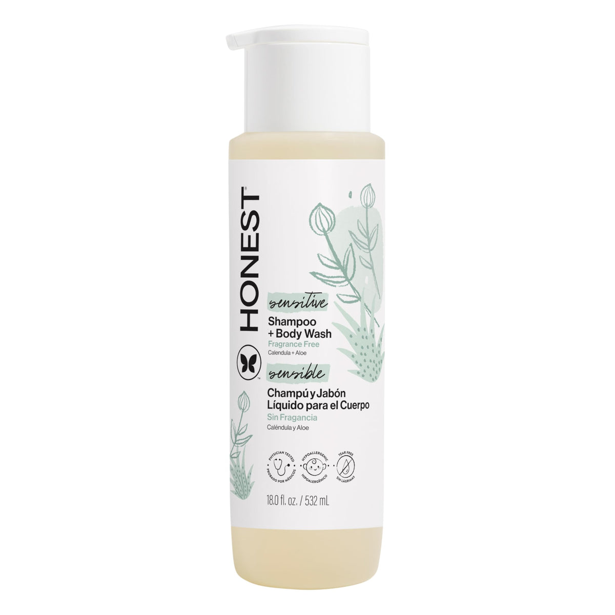 The Honest Company 2-in-1 Cleansing Shampoo + Body Wash | Gentle for Baby | Naturally Derived, Tear-free, Hypoallergenic