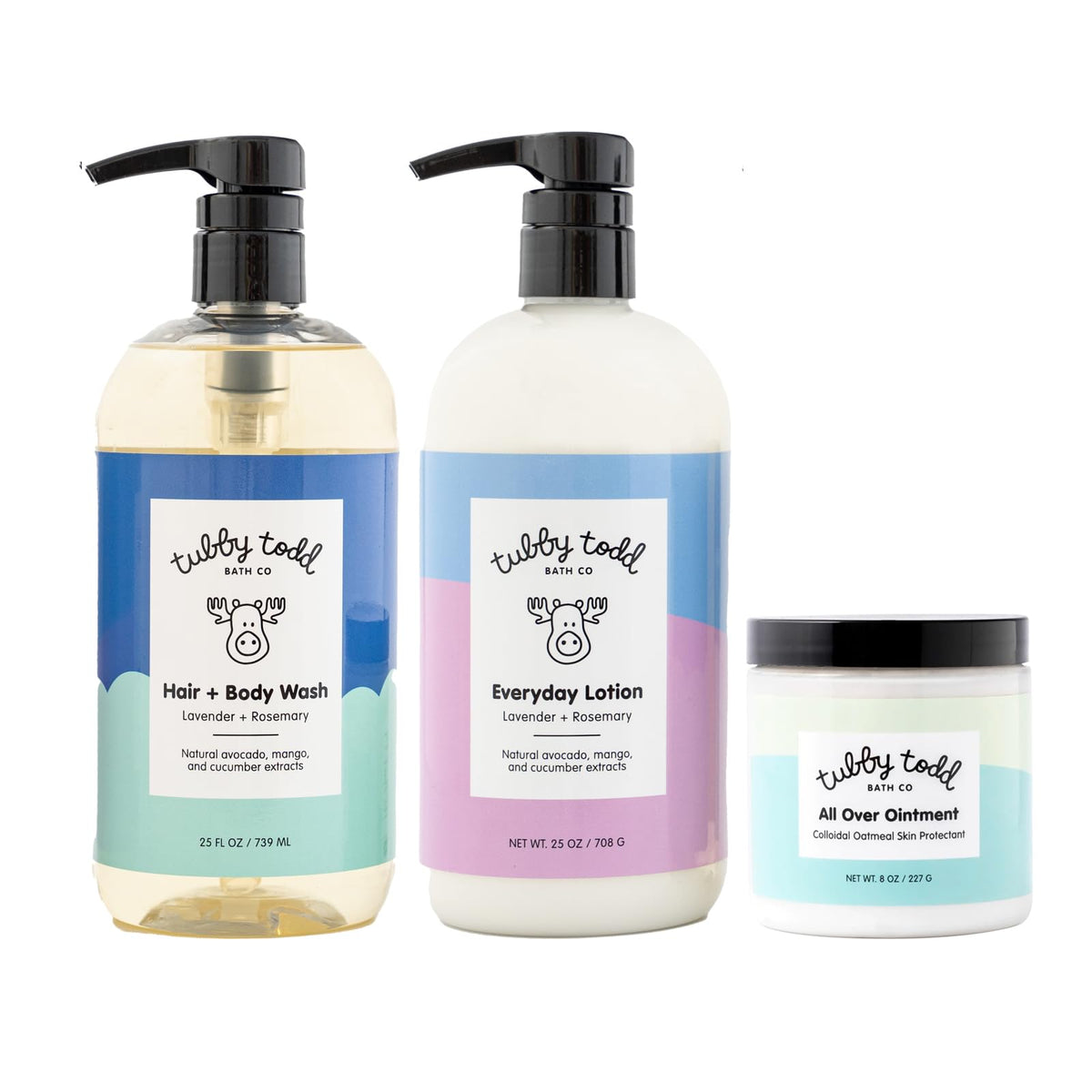 TUBBY TODD 3-Step Baby Bath and Skincare Routine, The Regulars Bundle
