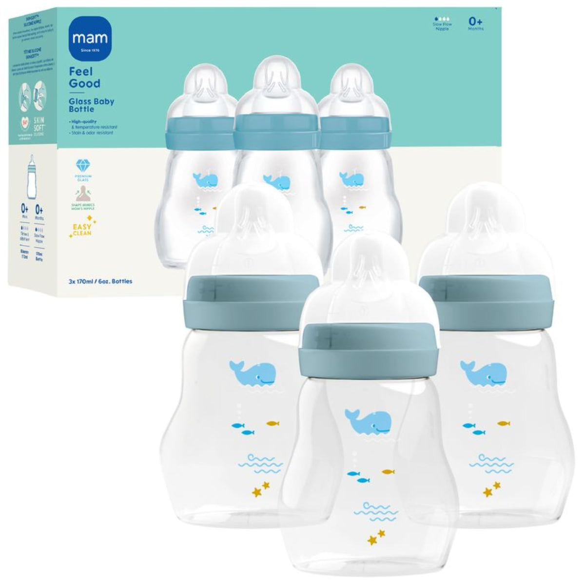 Premium Glass Baby Bottle With Slow Flow Nipple