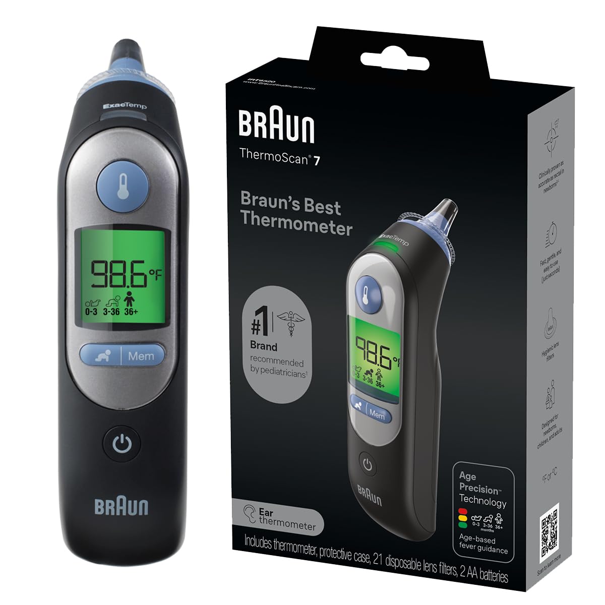 Digital Ear Thermometer With Age Precision Display