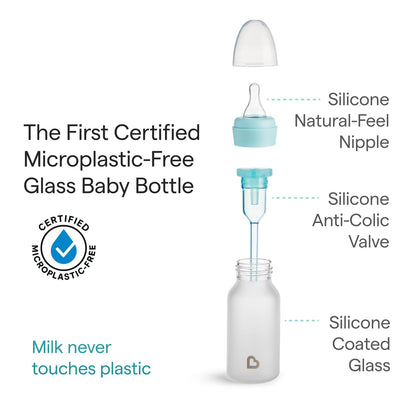 Silicone Coated Glass Baby Bottles With Anti-Colic Nipples
