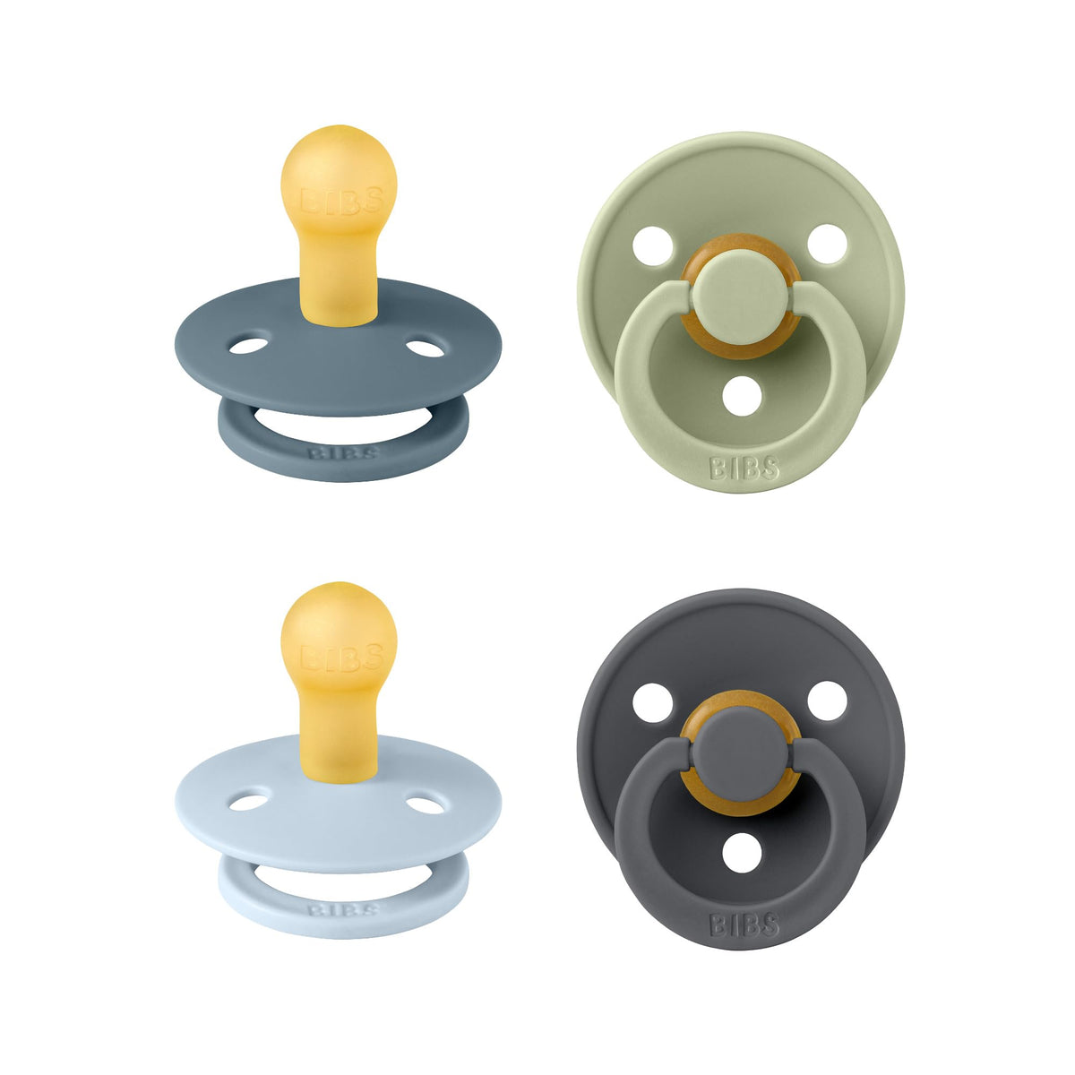 BIBS Colour Natural Rubber Pacifiers 4 Pack