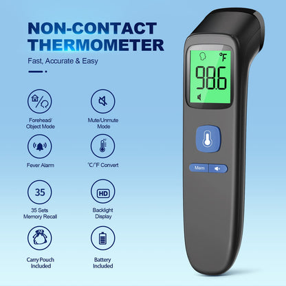 2-in-1 No-Touch Baby Thermometer With Fever Alarm