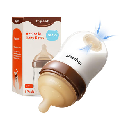 Anti-Colic Glass Baby Bottles With Newborn Nipples