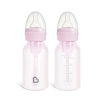 Silicone Coated Glass Baby Bottles With Anti-Colic Nipples