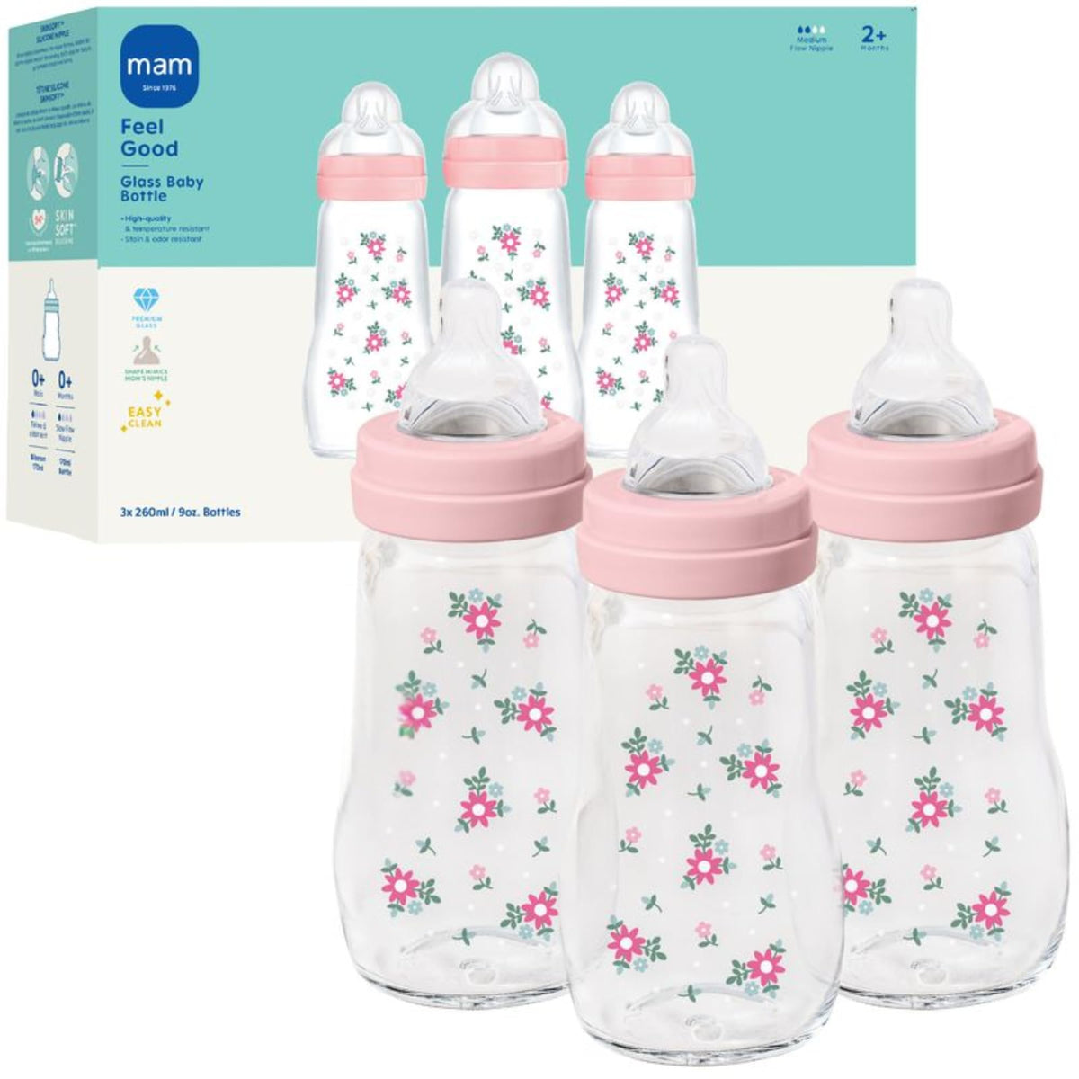 Premium Glass Baby Bottle With Slow Flow Nipple
