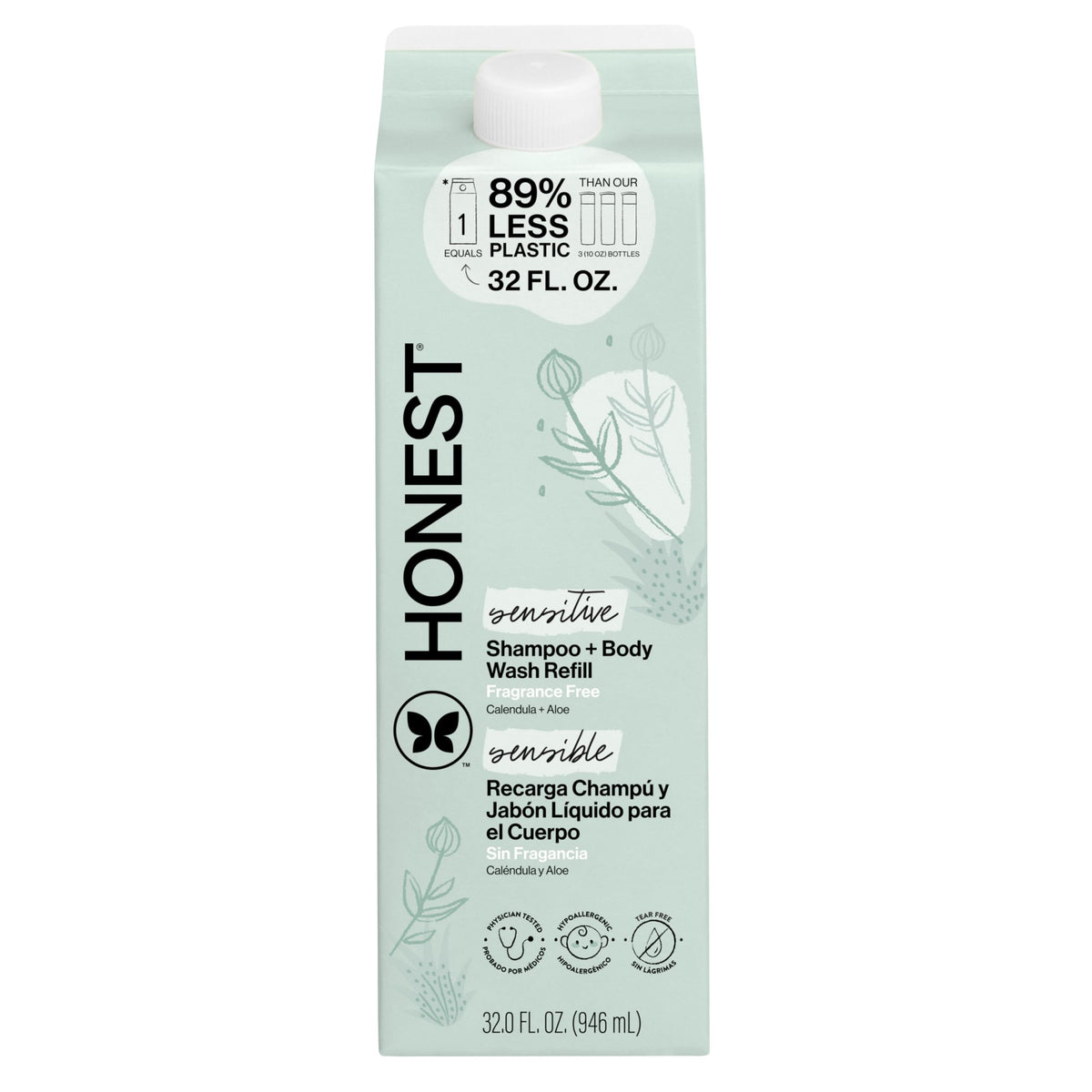 The Honest Company 2-in-1 Cleansing Shampoo + Body Wash | Gentle for Baby | Naturally Derived, Tear-free, Hypoallergenic