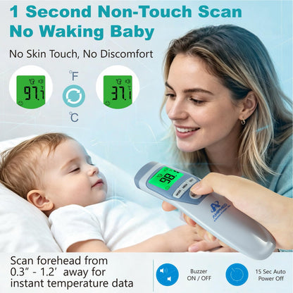 No-Touch Forehead Thermometer With Fever Alert Mode