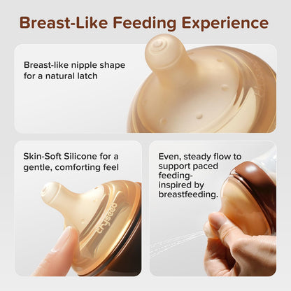 Anti-Colic Glass Baby Bottle for Breastfed Infants