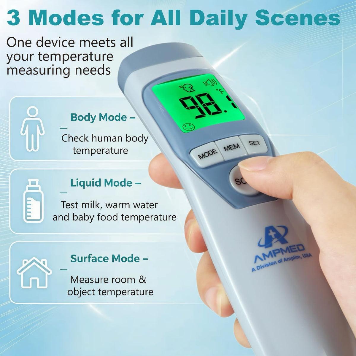 No-Touch Forehead Thermometer With Fever Alert Mode