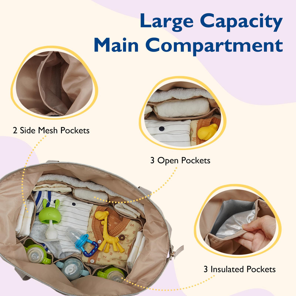 Large Diaper Bag Tote With Pacifier Case