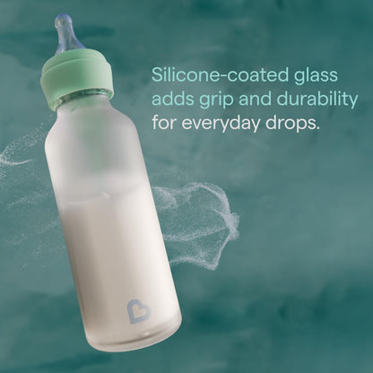 Silicone Coated Glass Baby Bottles With Anti-Colic Nipples