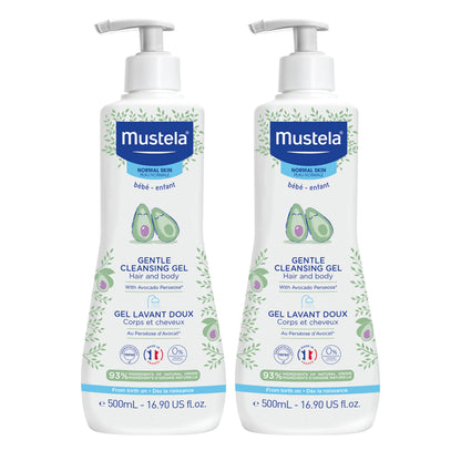 Mustela Gentle Cleansing Gel - Baby Wash for Delicate Skin and Hair - Newborn-Safe Cleanser - Made with with Natural Avocado Perseose - 1 or 2-Pack - Various Sizes