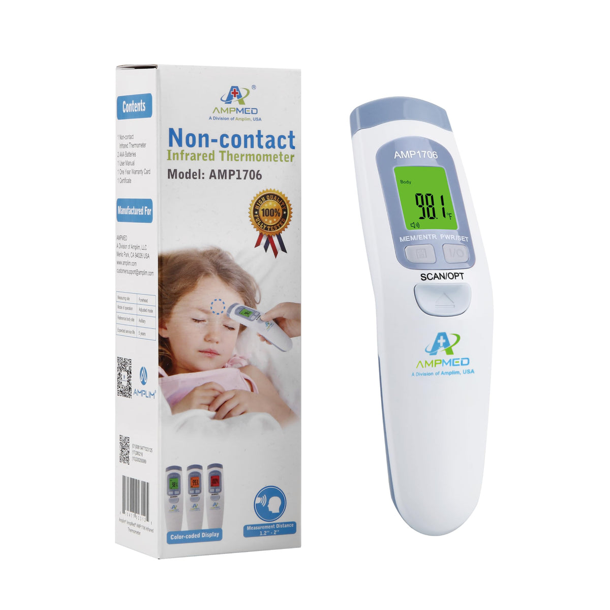 No-Touch Forehead Thermometer With Fever Alert Mode