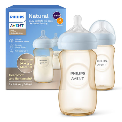 PPSU Natural Baby Bottles With Medium Flow Nipples