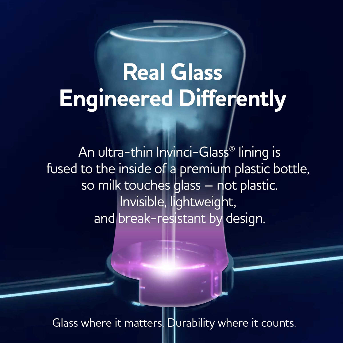 Hybrid Glass Baby Bottle With Lightweight Outer Shell