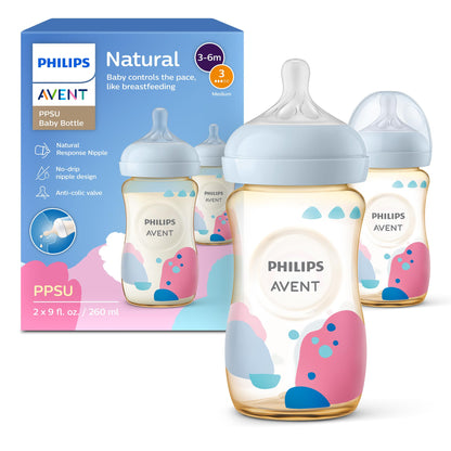 PPSU Natural Baby Bottles With Medium Flow Nipples