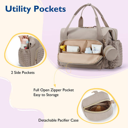 Large Diaper Bag Tote With Pacifier Case