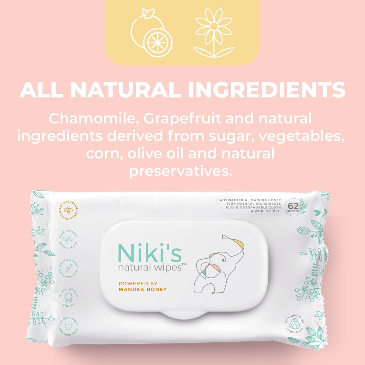 Natural Baby Wipes for Sensitive Skin and Daily Care