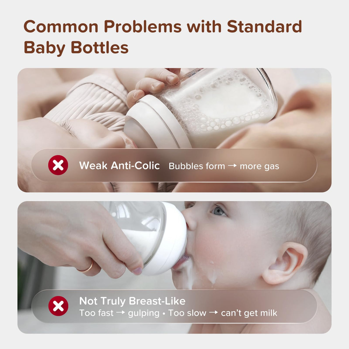 Anti-Colic Glass Baby Bottles With Newborn Nipples