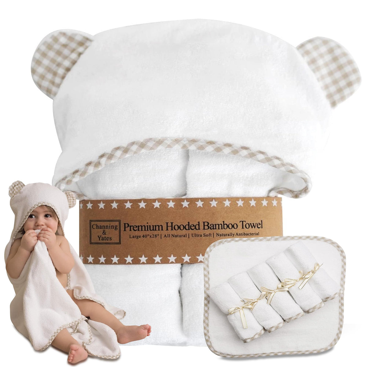 Channing & Yates Organic Hooded Baby Towel Set
