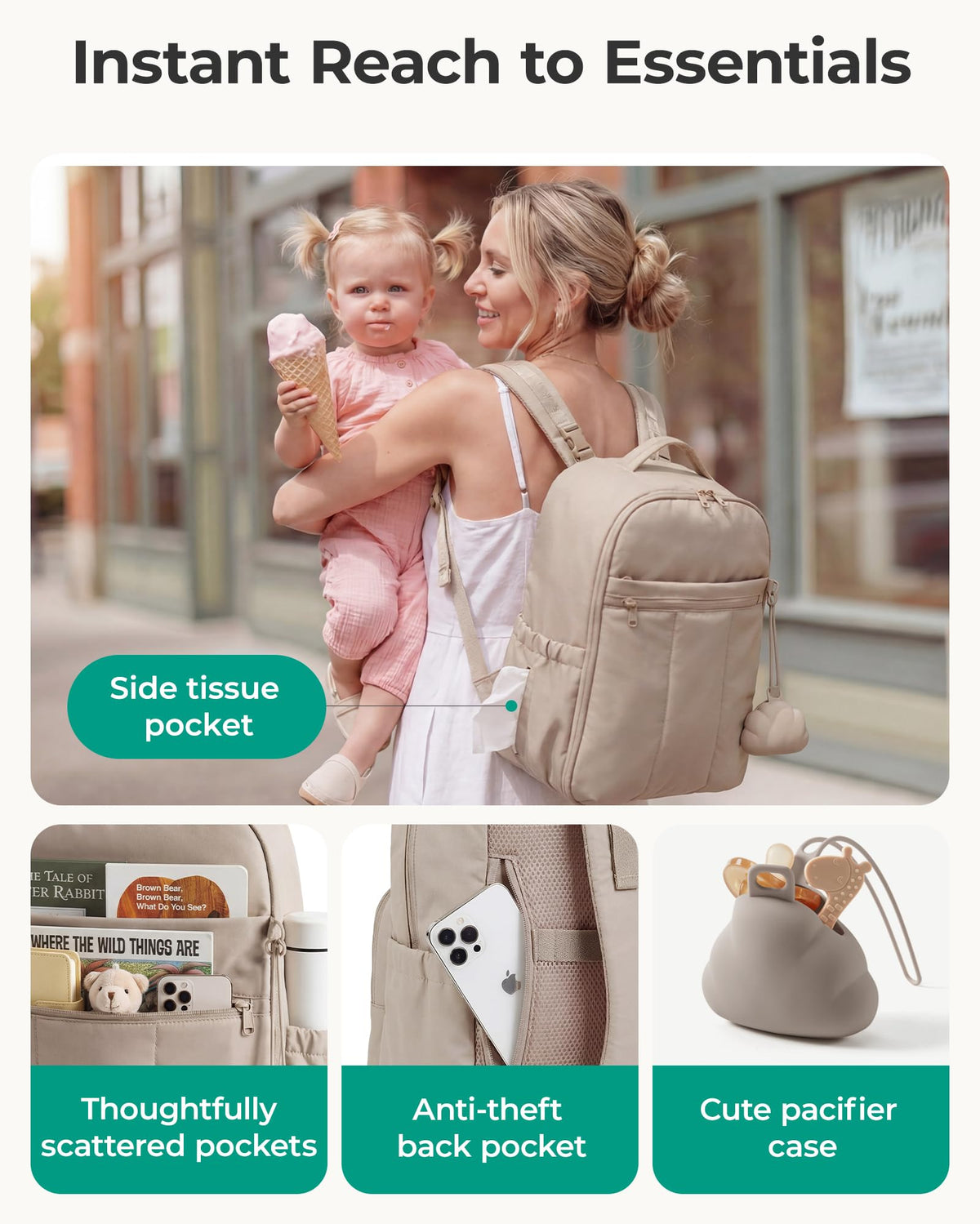 BAGSMART Diaper Backpack With Changing Pad