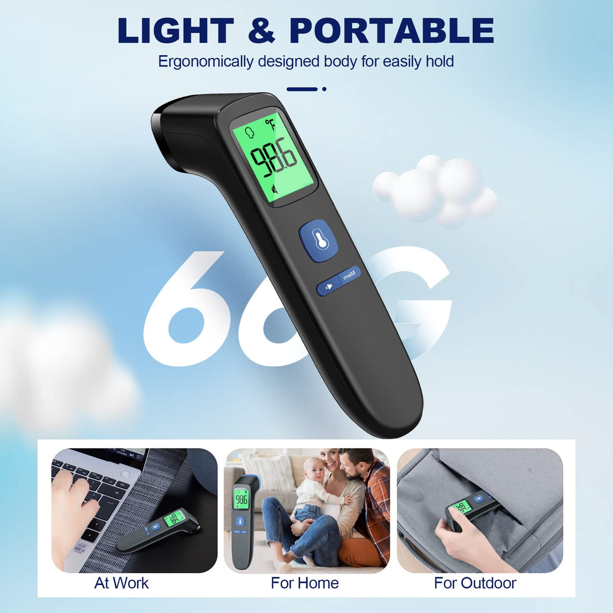 2-in-1 No-Touch Baby Thermometer With Fever Alarm