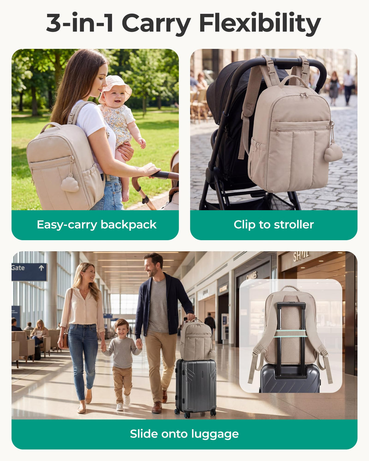 BAGSMART Diaper Backpack With Changing Pad