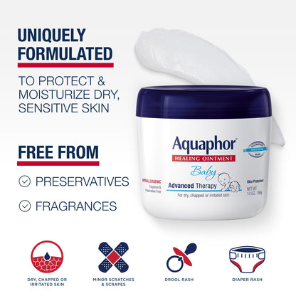 Aquaphor Baby Healing Ointment Advanced Therapy Skin Protectant for Chapped or Dry Skin